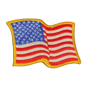 Embroidered American Flag Waving Clipart Patch with Detailed Patriotic Design