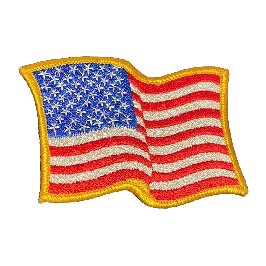 Embroidered American Flag Waving Clipart Patch with Detailed Patriotic Design