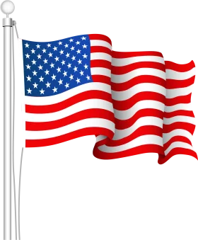 Gracefully Waving American Flag Clipart with Stars and Stripes Design