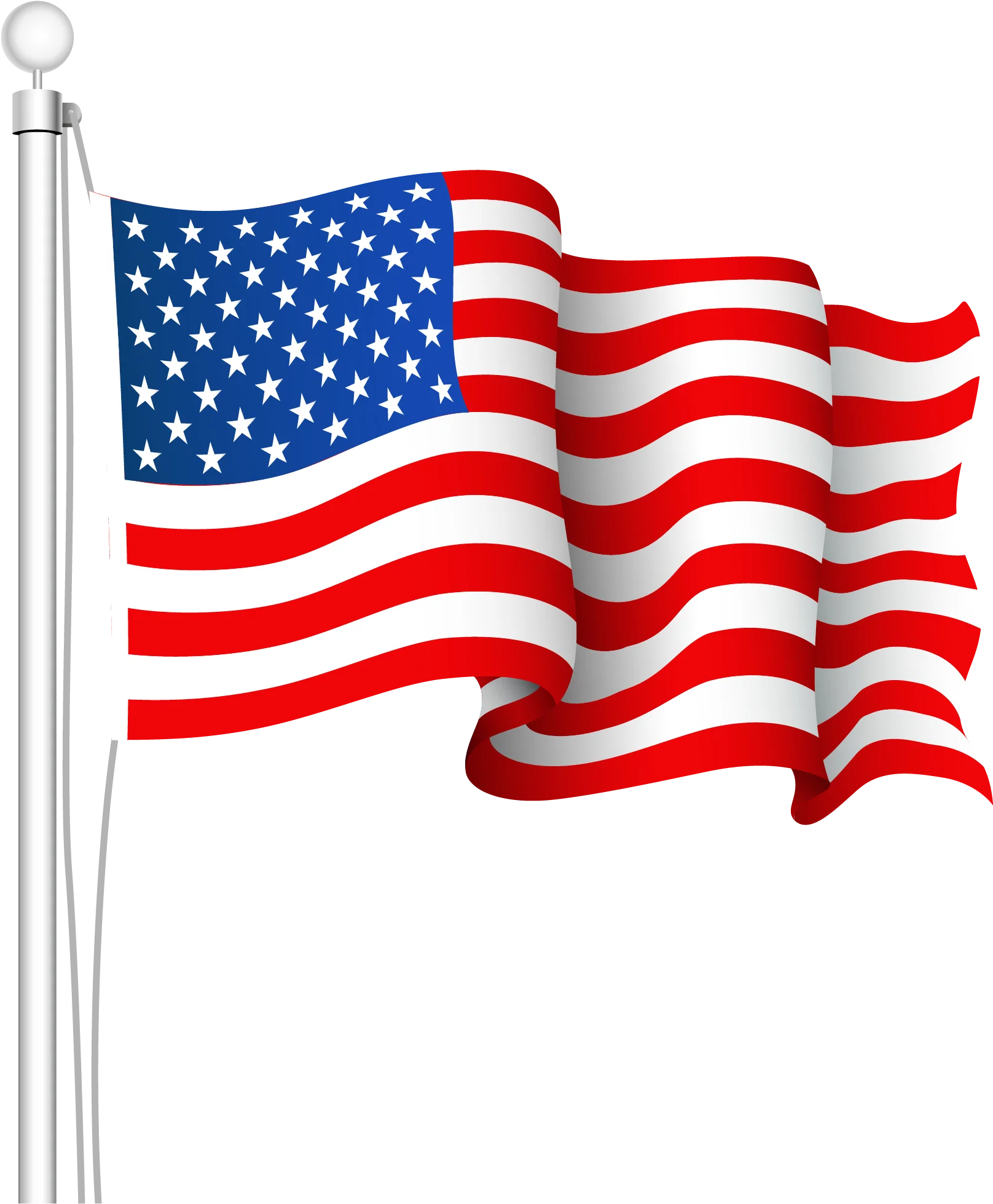 Gracefully Waving American Flag Clipart with Stars and Stripes Design