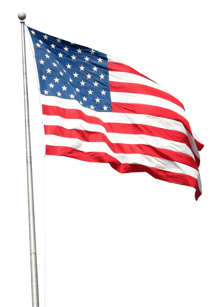 Majestic United States National Flag Clipart Waving Proudly on Metallic Pole