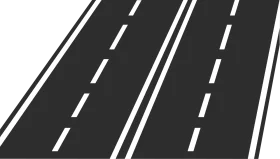Minimalist Black and White Highway Lane Markings Clipart Design
