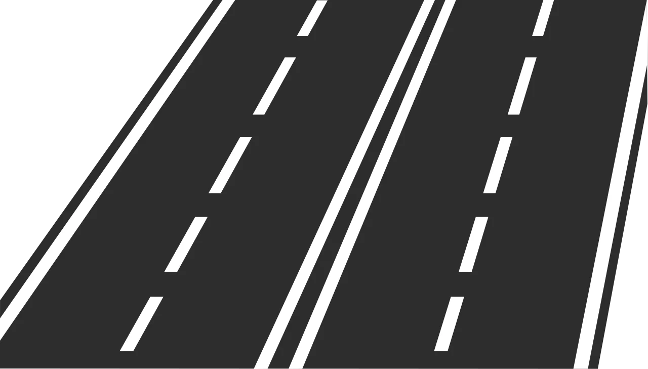Minimalist Black and White Highway Lane Markings Clipart Design