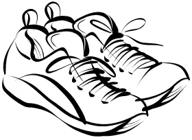 Minimalist Black and White Running Shoes Clipart Sketch Design