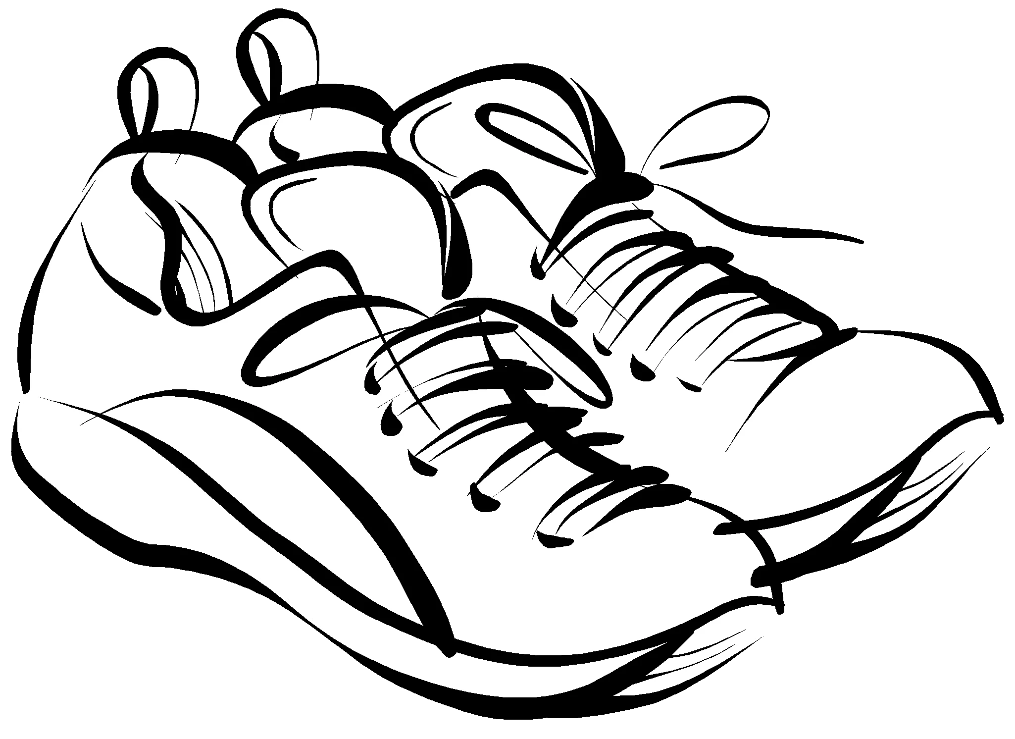 Minimalist Black and White Running Shoes Clipart Sketch Design