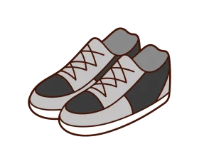Minimalist Gray and Black Casual Sneakers Clipart Design for Digital Projects