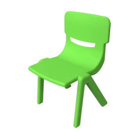 Minimalist Green Children's Chair Clipart with Ergonomic Design