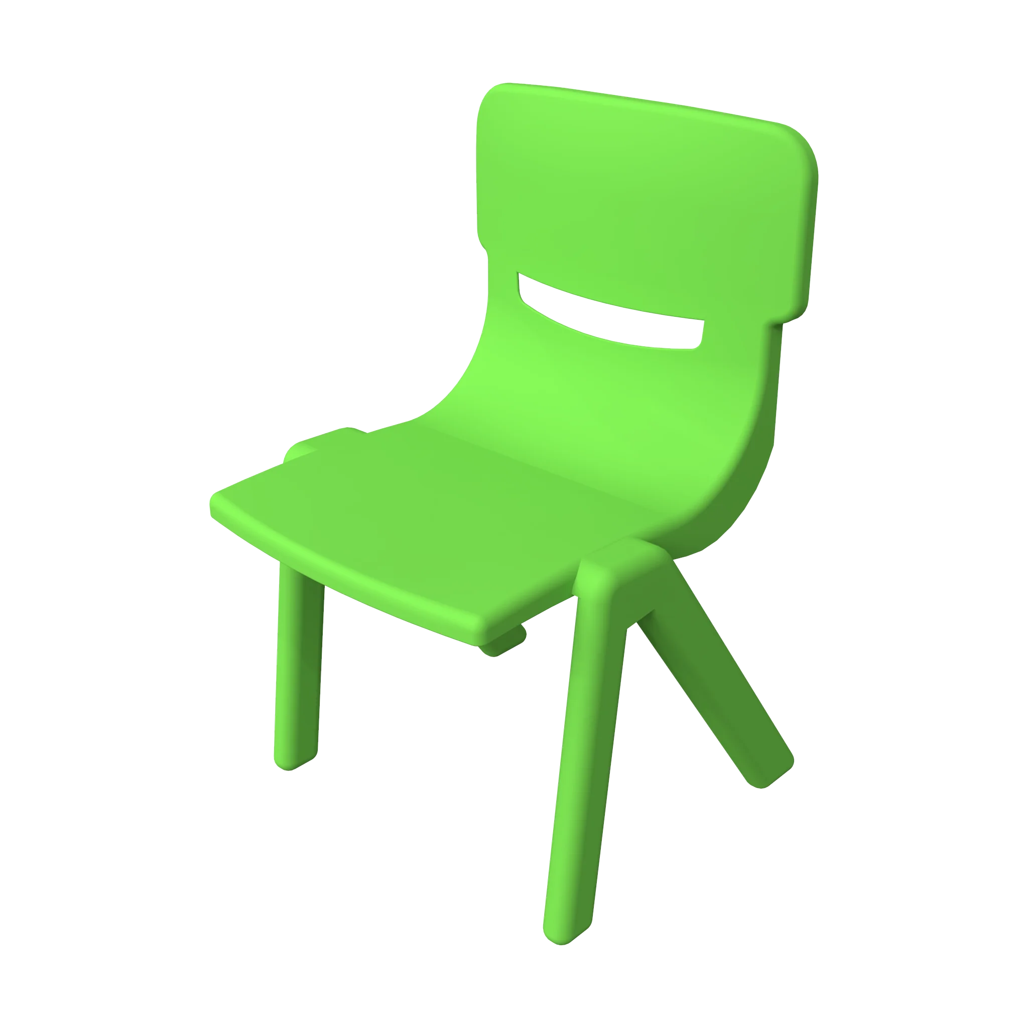 Minimalist Green Children's Chair Clipart with Ergonomic Design