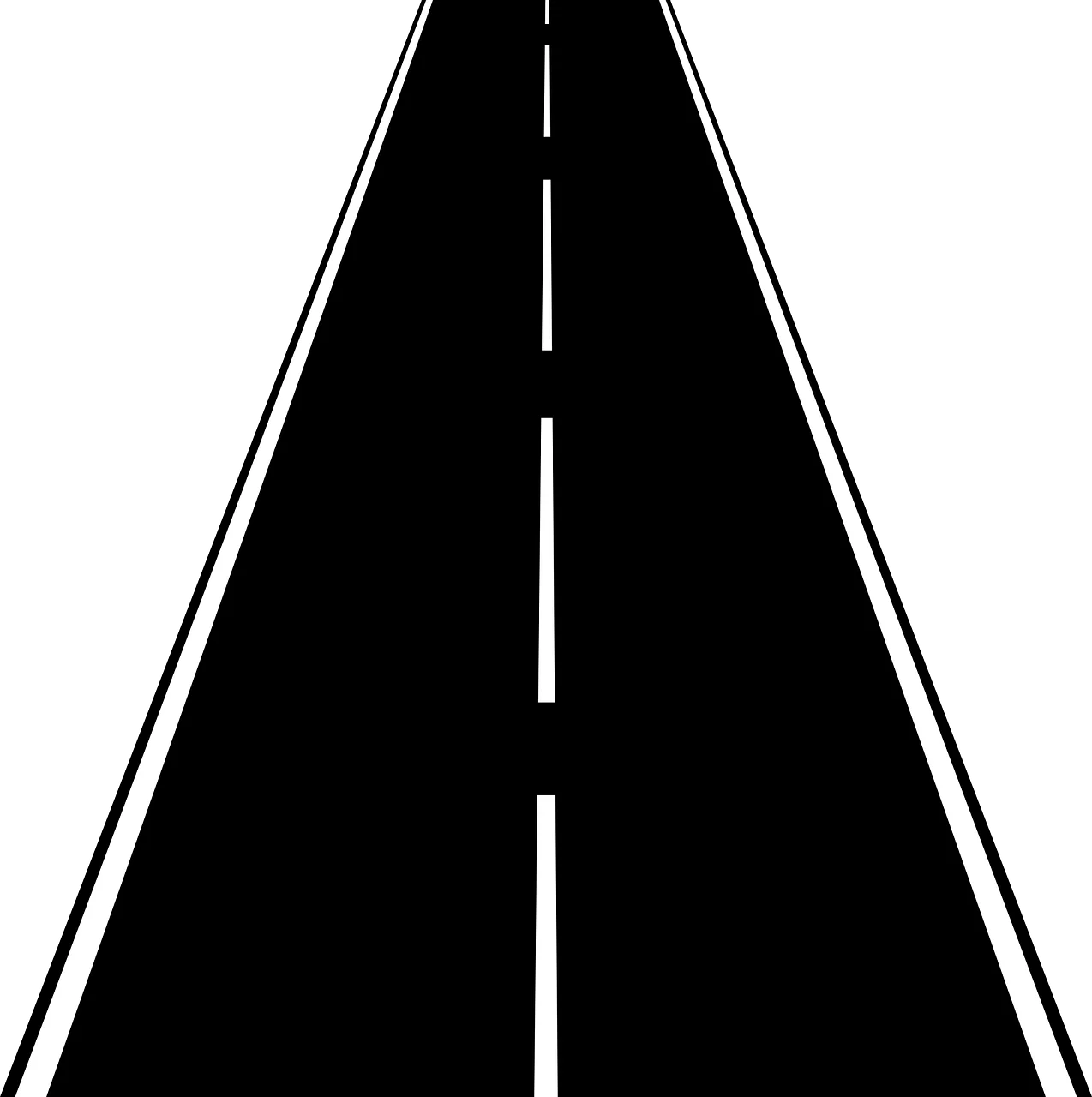 Minimalist Highway Road Perspective Clipart with Crisp Lane Markings