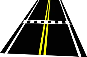 Minimalist Highway Road Perspective Clipart with Yellow Dividing Lines