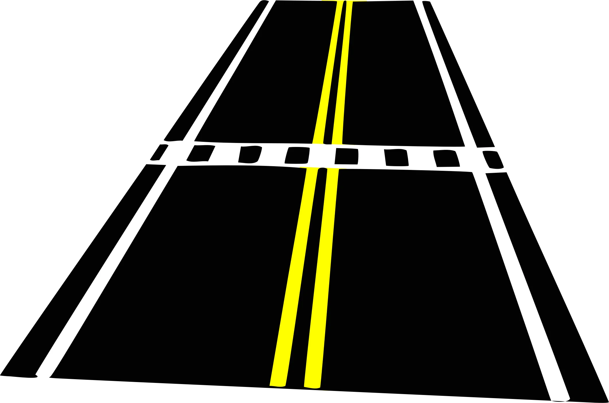 Minimalist Highway Road Perspective Clipart with Yellow Dividing Lines