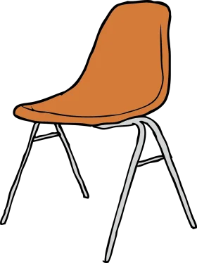 Minimalist Orange Mid-Century Modern Side Chair Clipart Illustration