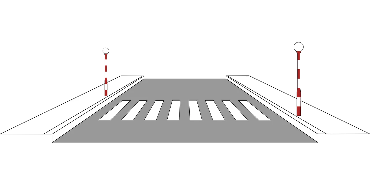 Minimalist Zebra Crossing Clipart with Clear Traffic Intersection Design