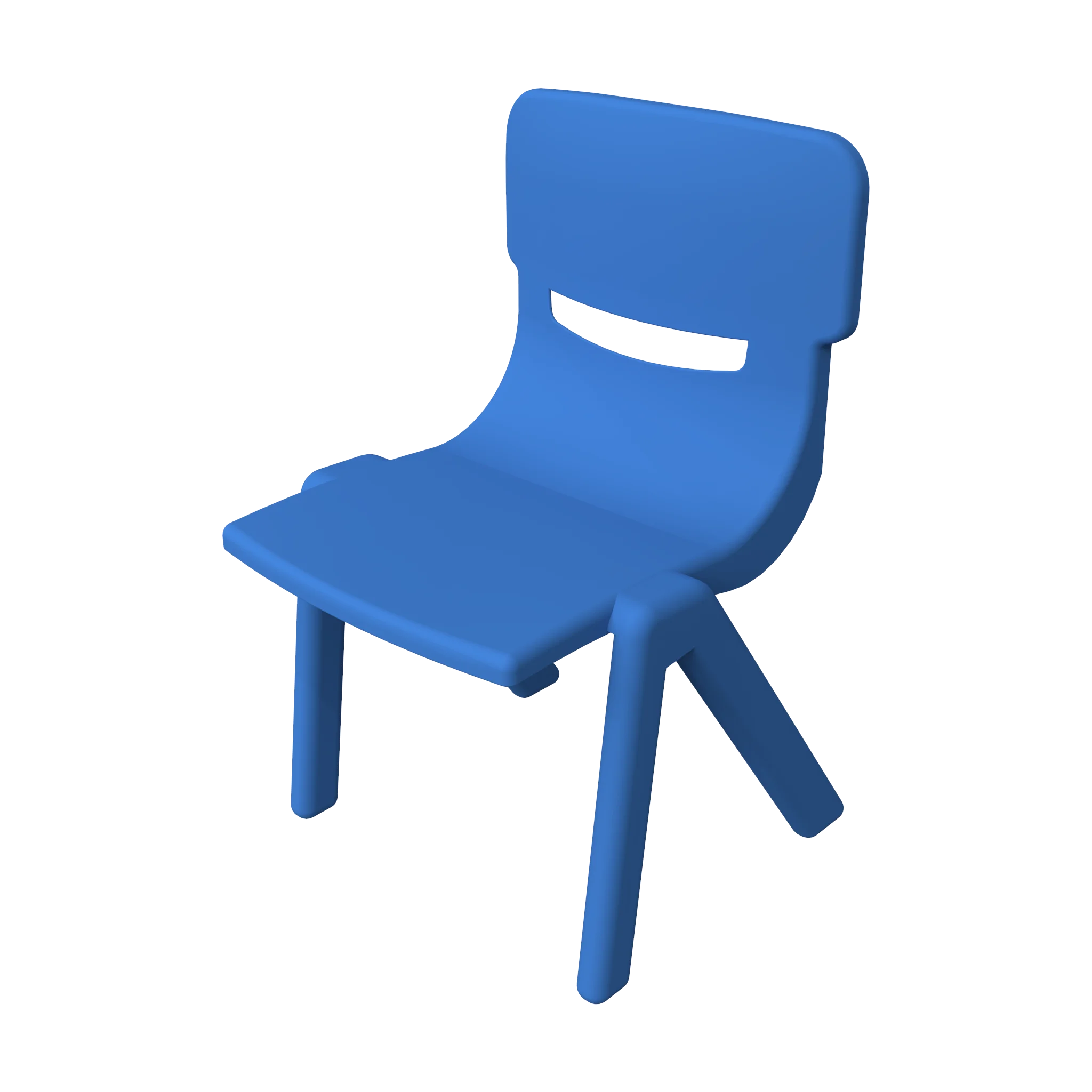 Modern Blue Minimalist Children's Chair Clipart Design Element