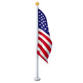 Patriotic American Flag Clipart Standing Tall on Metallic Pole with Golden Finial