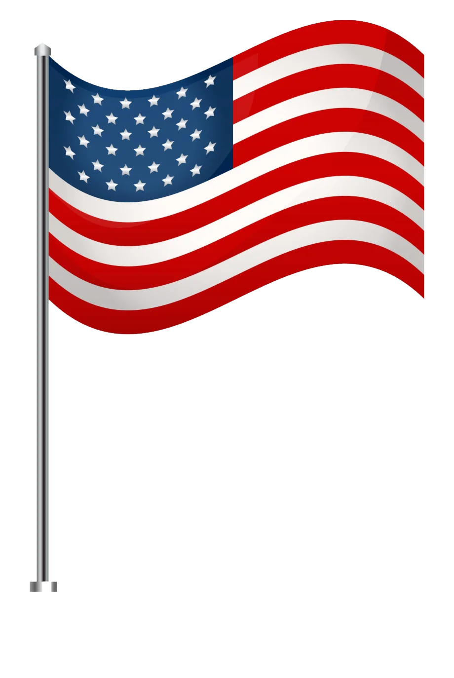 Patriotic American Flag Waving Clipart with Iconic Stars and Stripes Design