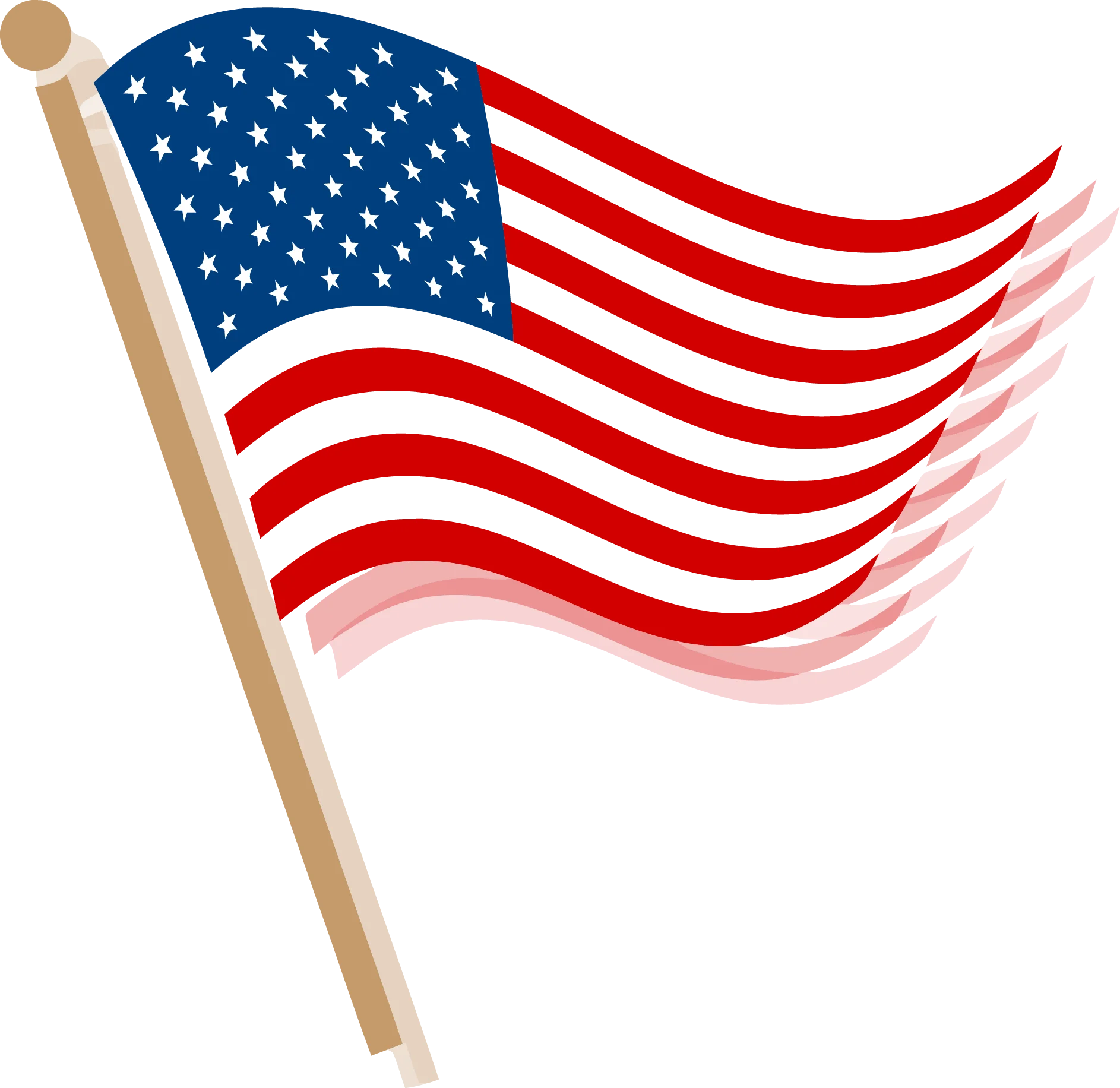 Patriotic American Flag Waving Clipart with Soft Dynamic Motion Design