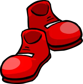 Playful Cartoon Red Clown Shoes Clipart - Bold and Whimsical Graphic Design