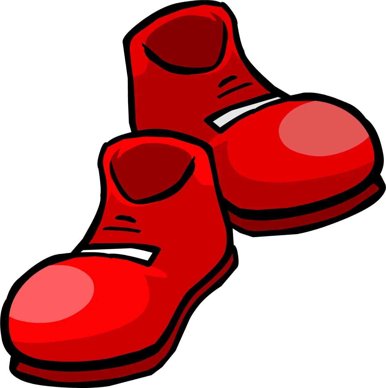 Playful Cartoon Red Clown Shoes Clipart - Bold and Whimsical Graphic Design