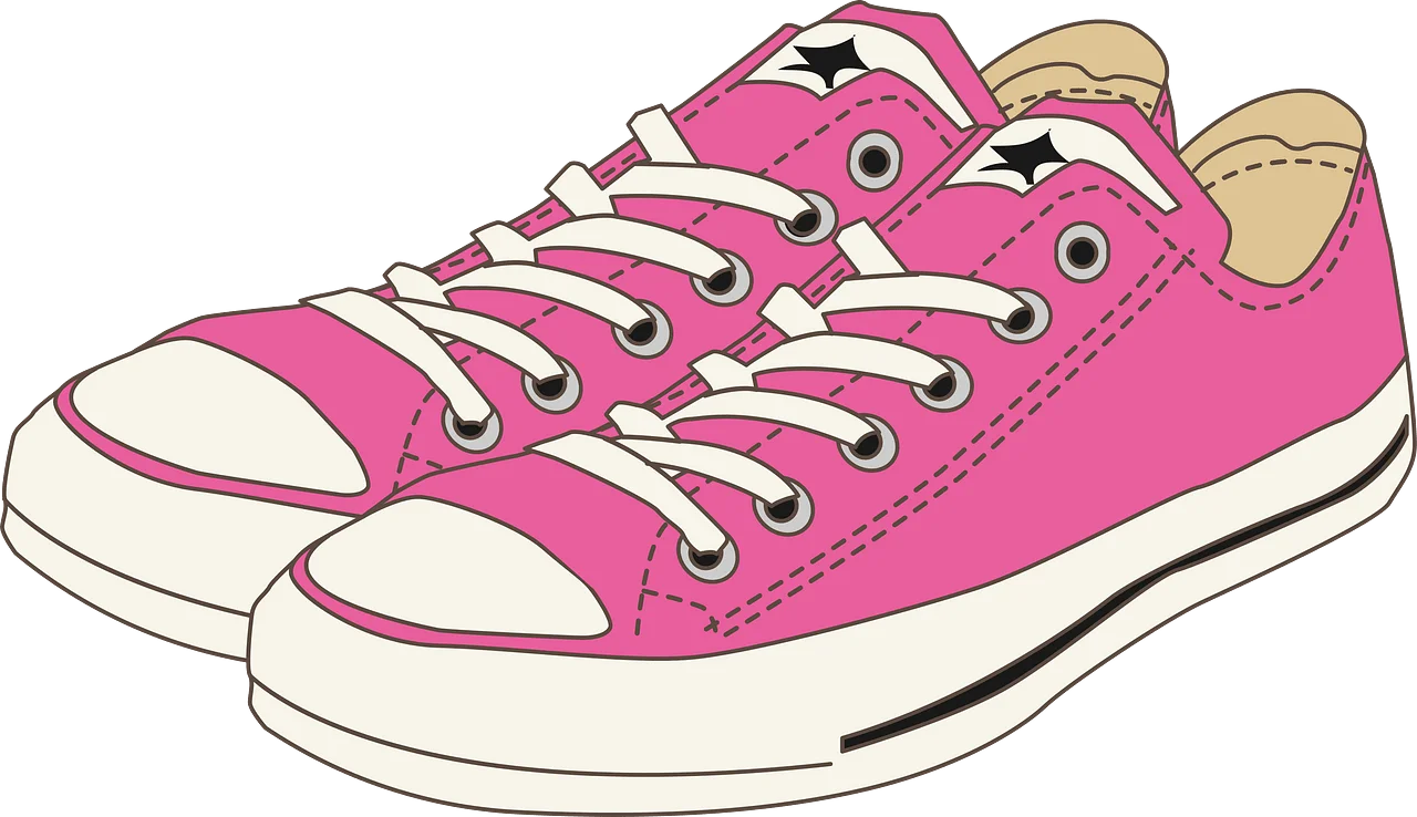 Retro Low-Top Pink Converse All Star Sneakers Clipart Design