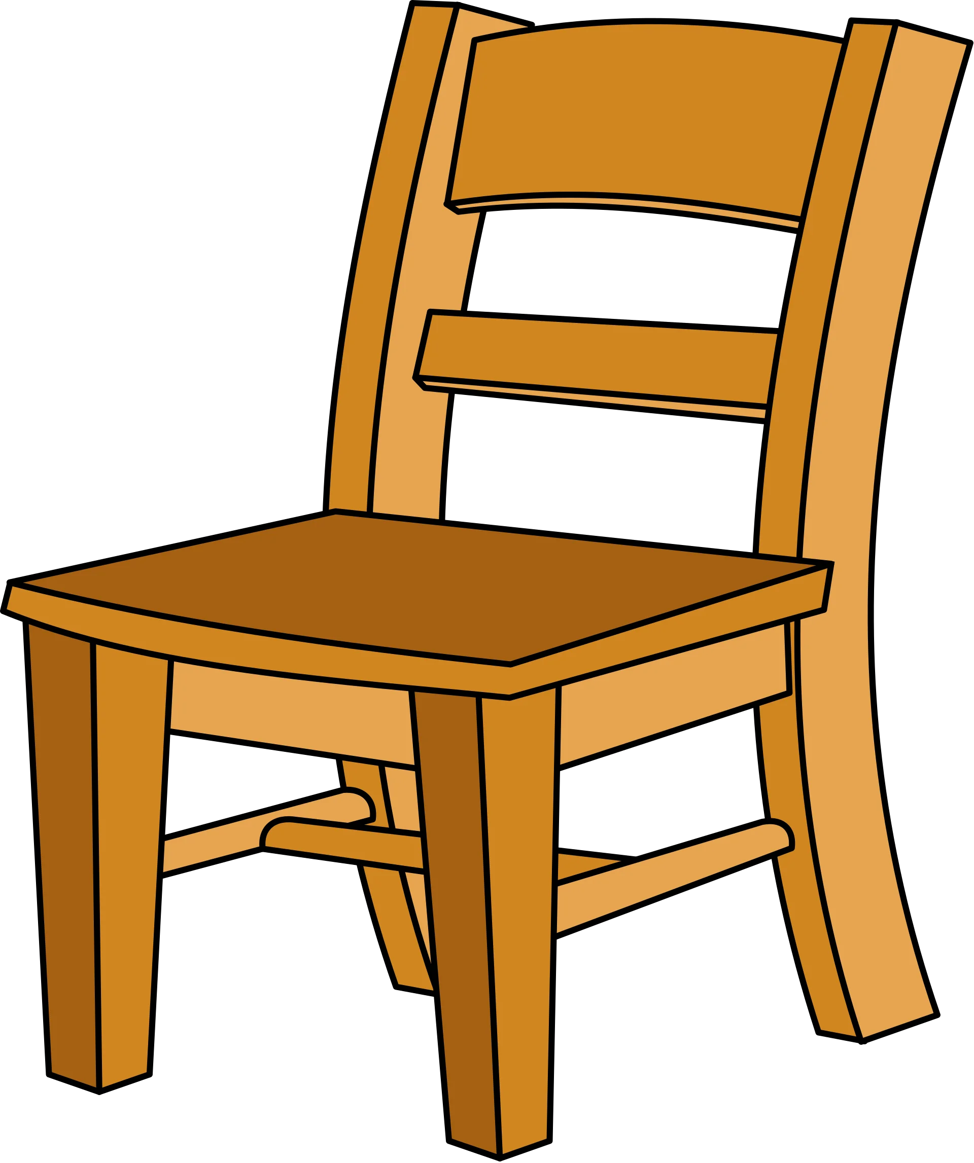 Rustic Wooden Dining Chair Clipart Illustration in Warm Golden Hue