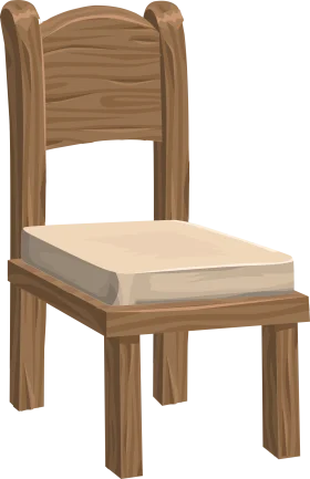 Rustic Wooden Dining Chair Clipart with Soft Cushioned Seat