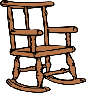 Rustic Wooden Rocking Chair Clipart - Nostalgic Vintage Furniture Illustration