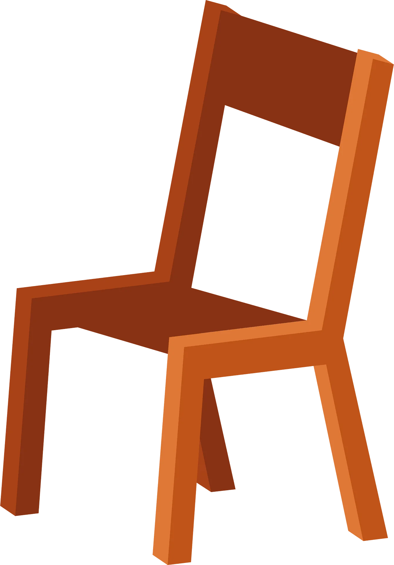 Rustic Wooden Side Chair Clipart with Minimalist Angular Design