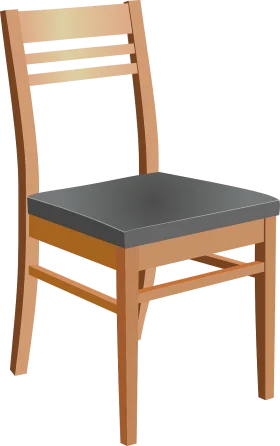 Simple Wooden Chair Clipart with Gray Seat and Clean Minimalist Design