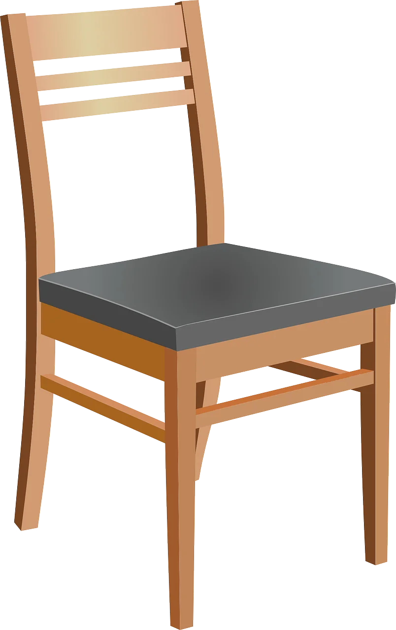 Simple Wooden Chair Clipart with Gray Seat and Clean Minimalist Design