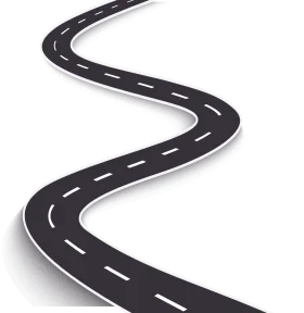 Sinuous Black and White Winding Road Clipart with Smooth Curves