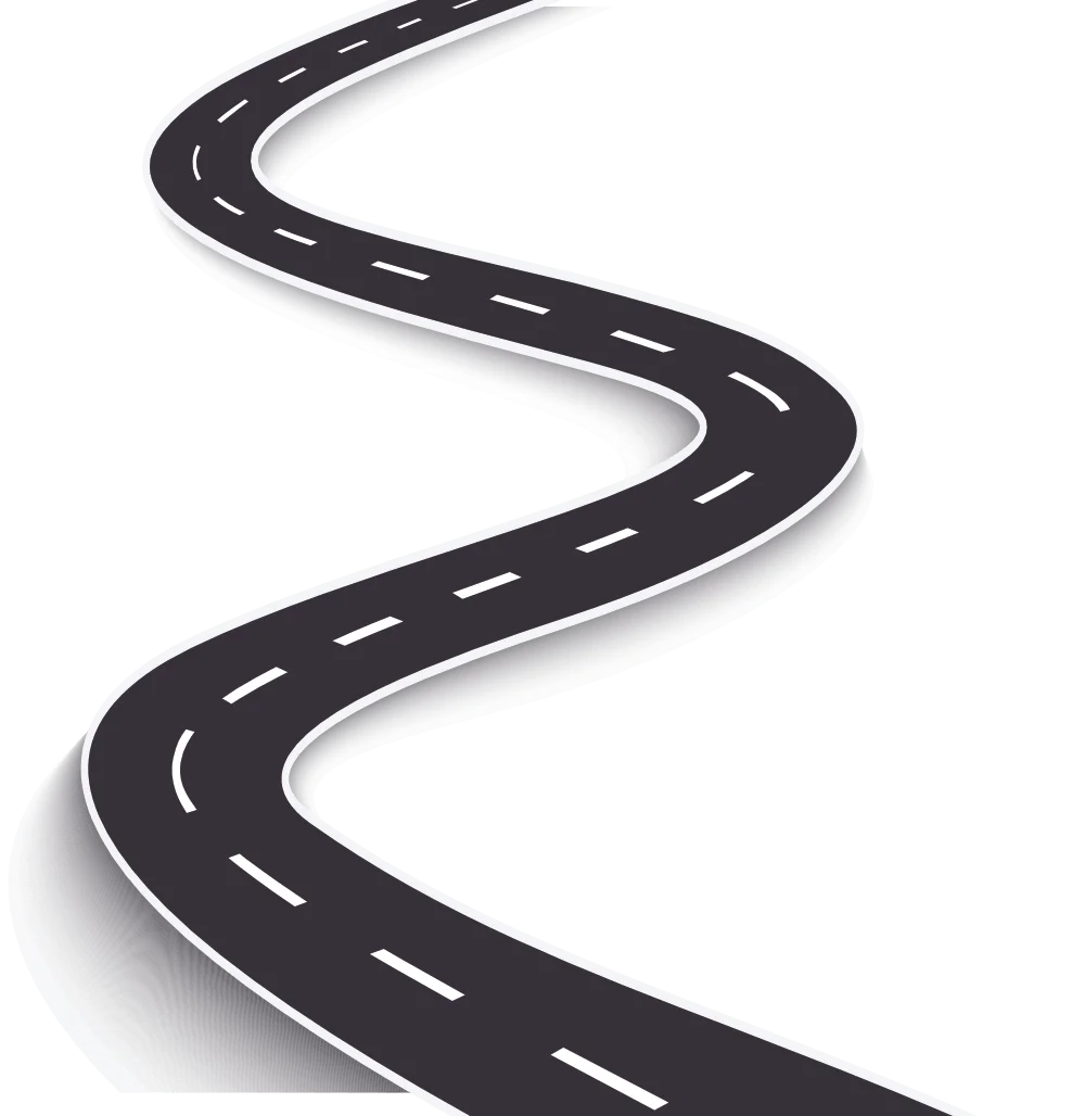 Sinuous Black and White Winding Road Clipart with Smooth Curves