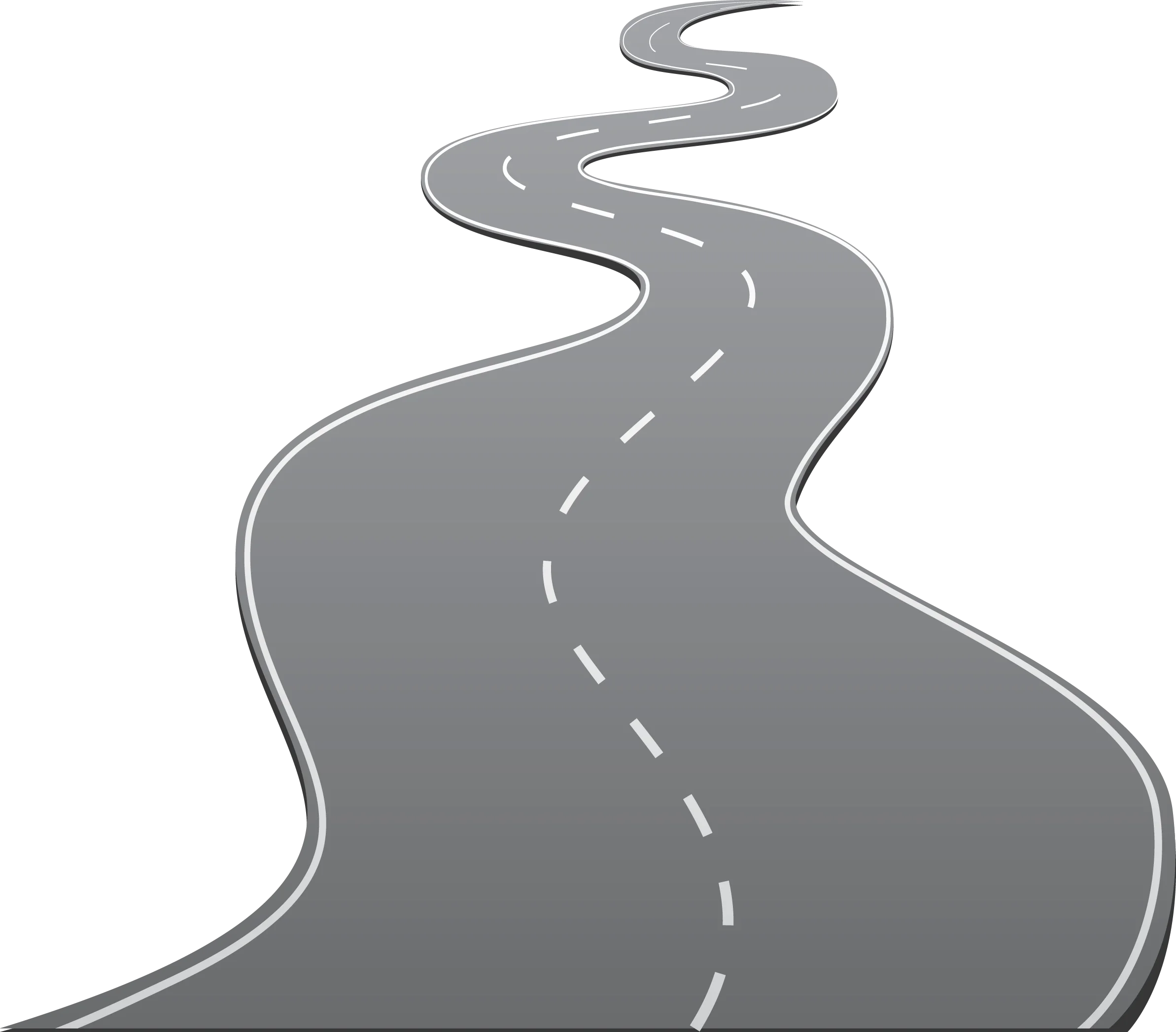 Sinuous Gray Highway Clipart: Winding Road Illustrating Journey and Progression