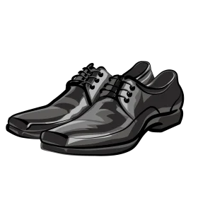 Sleek Black Leather Dress Shoes Clipart Illustration for Formal Wear