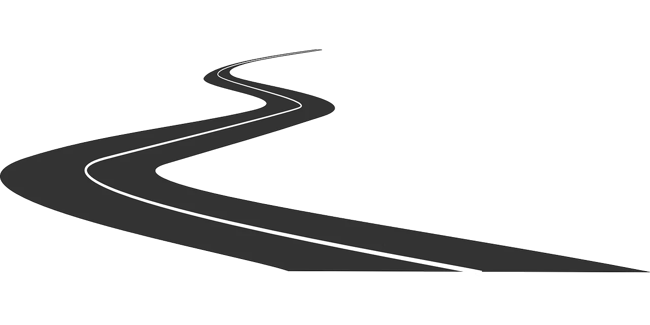 Sleek Winding Road Clipart: Dynamic Highway Curve Illustration Design