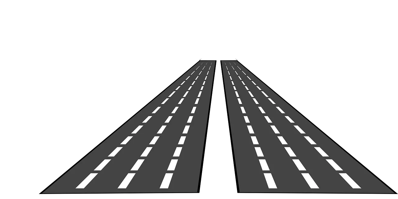 Two-Lane Highway Perspective Clipart with Vanishing Point Design
