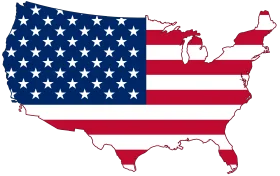 United States Map Silhouette Filled with American Flag Stars and Stripes Clipart Design