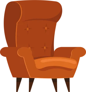 Vintage Burnt Orange Mid-Century Modern Armchair Clipart Design