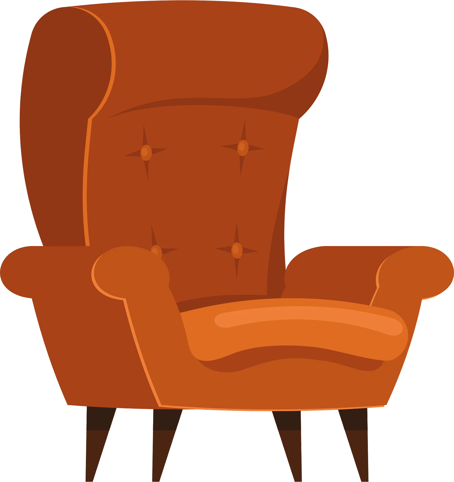 Vintage Burnt Orange Mid-Century Modern Armchair Clipart Design