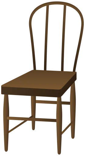 Vintage Wooden Windsor-Style Dining Chair Clipart with Minimalist Design