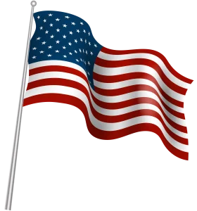 Waving American Flag Clipart - Patriotic Stars and Stripes Graphic Design Element