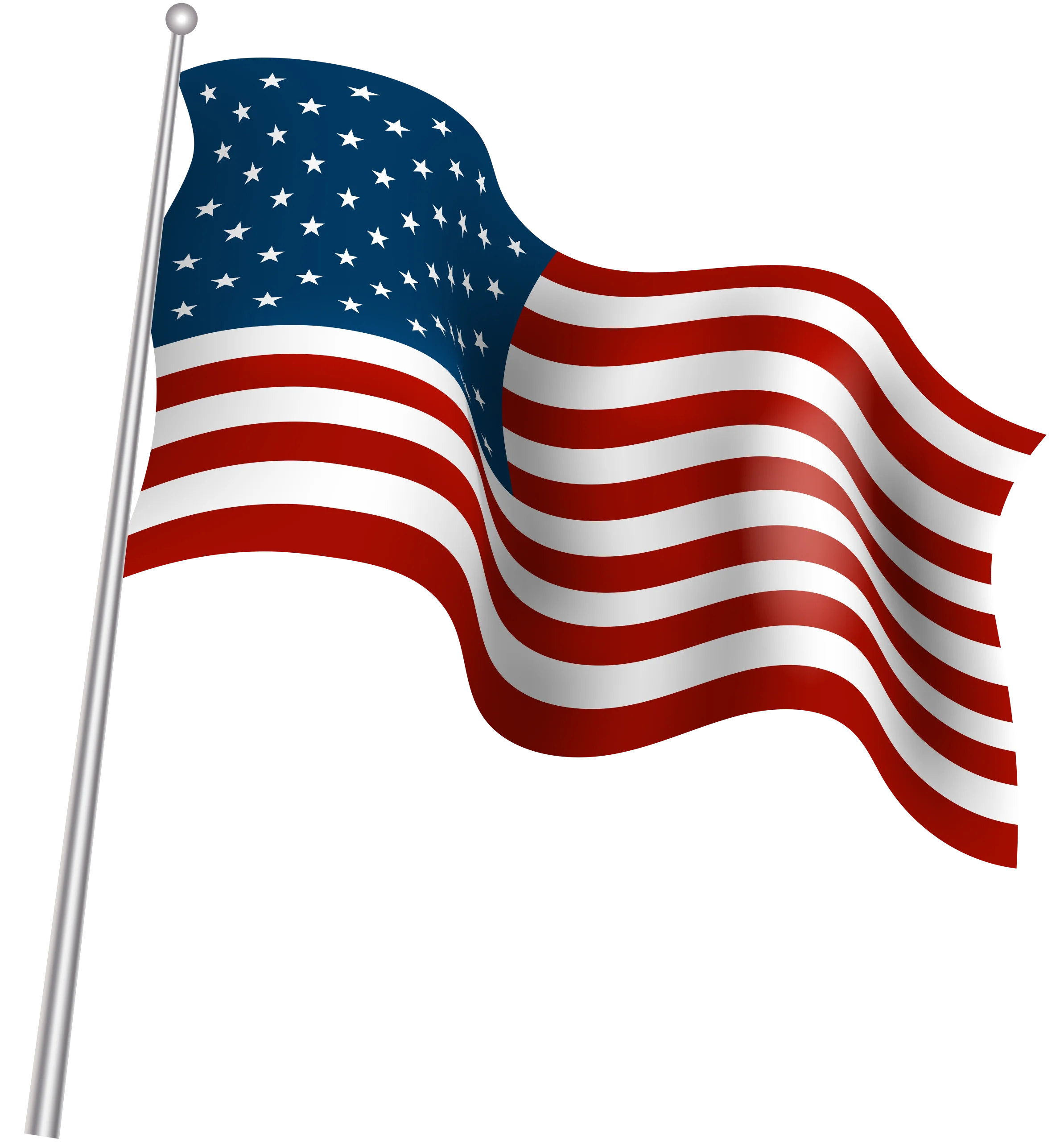 Waving American Flag Clipart - Patriotic Stars and Stripes Graphic Design Element
