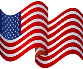 Waving American Flag Clipart with Dynamic Stars and Stripes Design