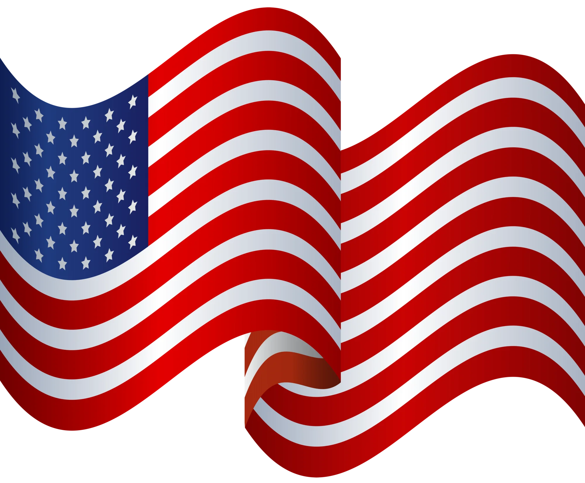 Waving American Flag Clipart with Dynamic Stars and Stripes Design