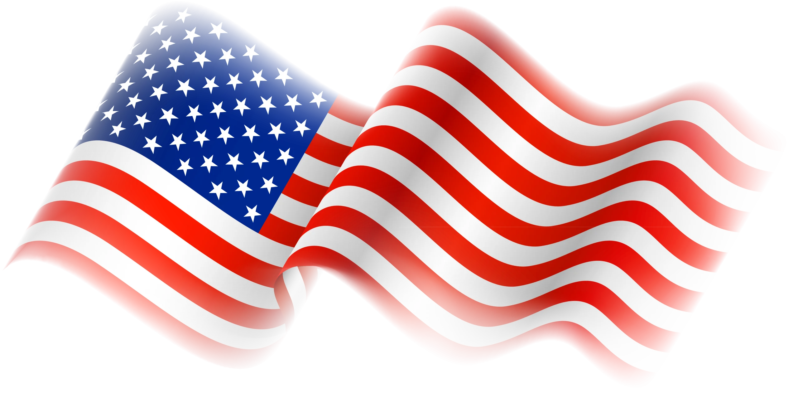 Waving American Flag Clipart with Soft Ethereal Stars and Stripes Design