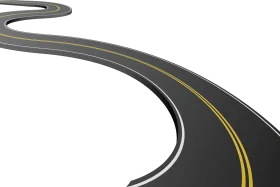Winding Asphalt Highway Clipart with Smooth Curved Road Design