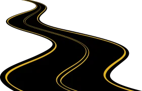 Winding Asphalt Highway Road Clipart with Dynamic Yellow Lane Markings