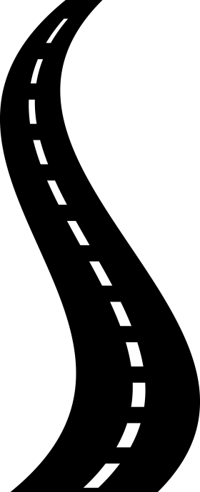 Winding Curved Highway Road Clipart with White Dashed Centerline Marking