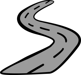 Winding Gray Asphalt Road Clipart: Curved Highway Journey Illustration
