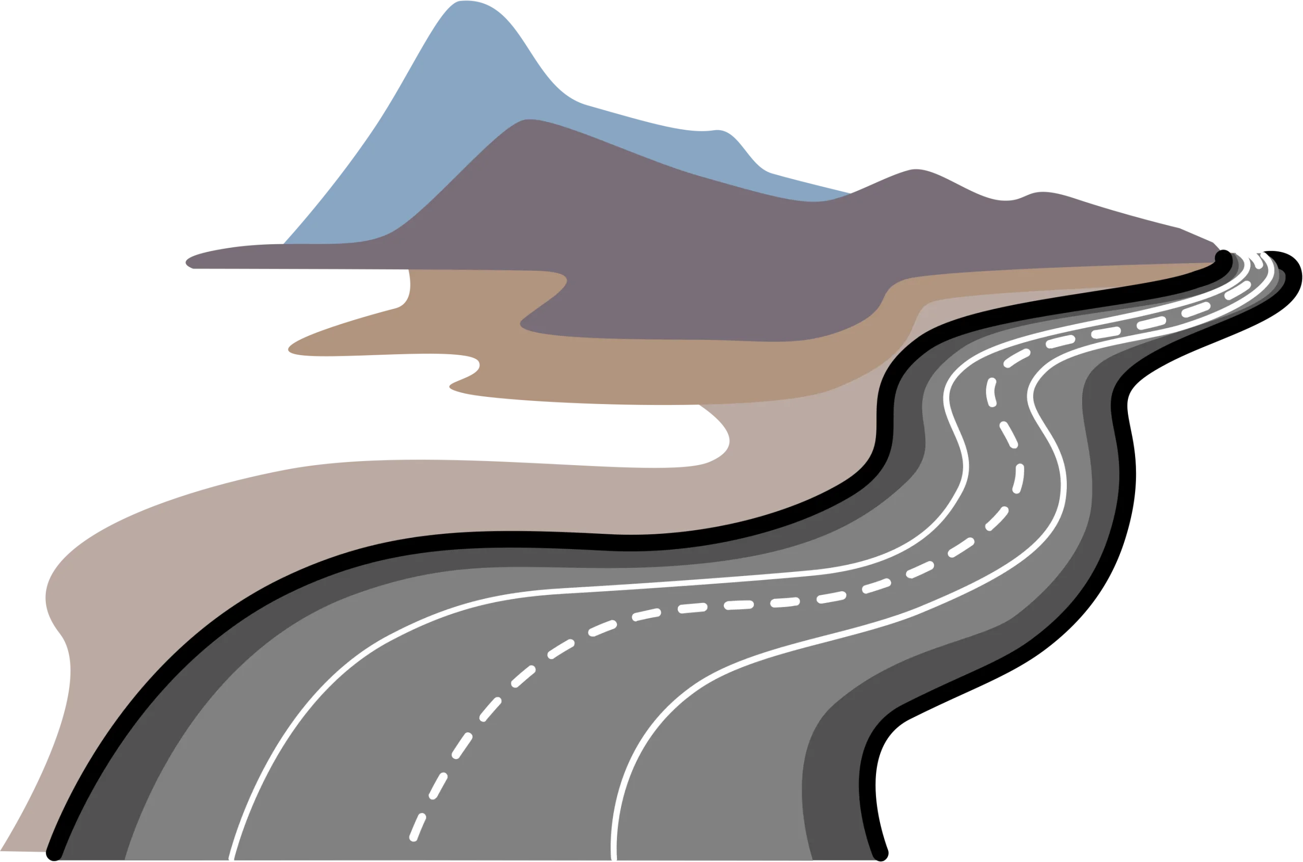 Winding Mountain Road Clipart: A Scenic Journey Through Stylized Landscape